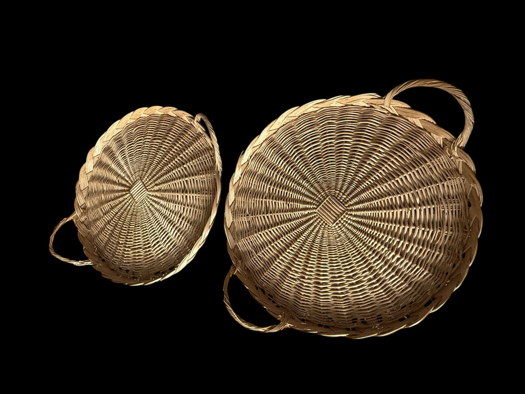 2 Large Wicker Serving Trays image 1