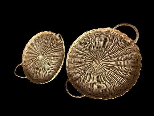 2 Large Wicker Serving Trays image 1