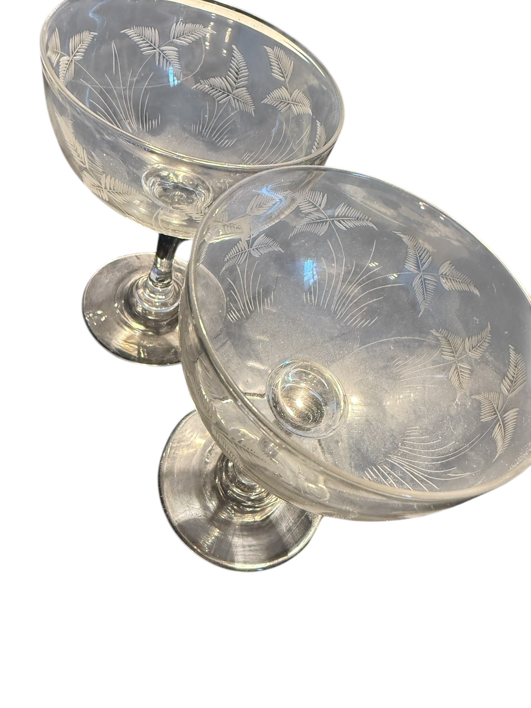 Pair etched Champagne Coupes image 4
