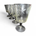 Set 4 Vintage Etched Cocktail Goblet Glasses image 0