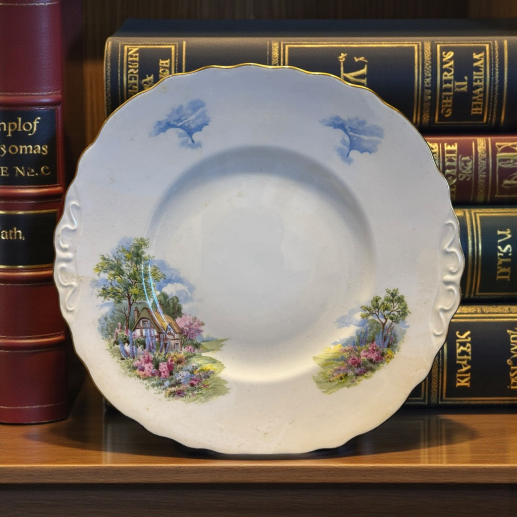 Large Cottage Design Cake Plate image 0