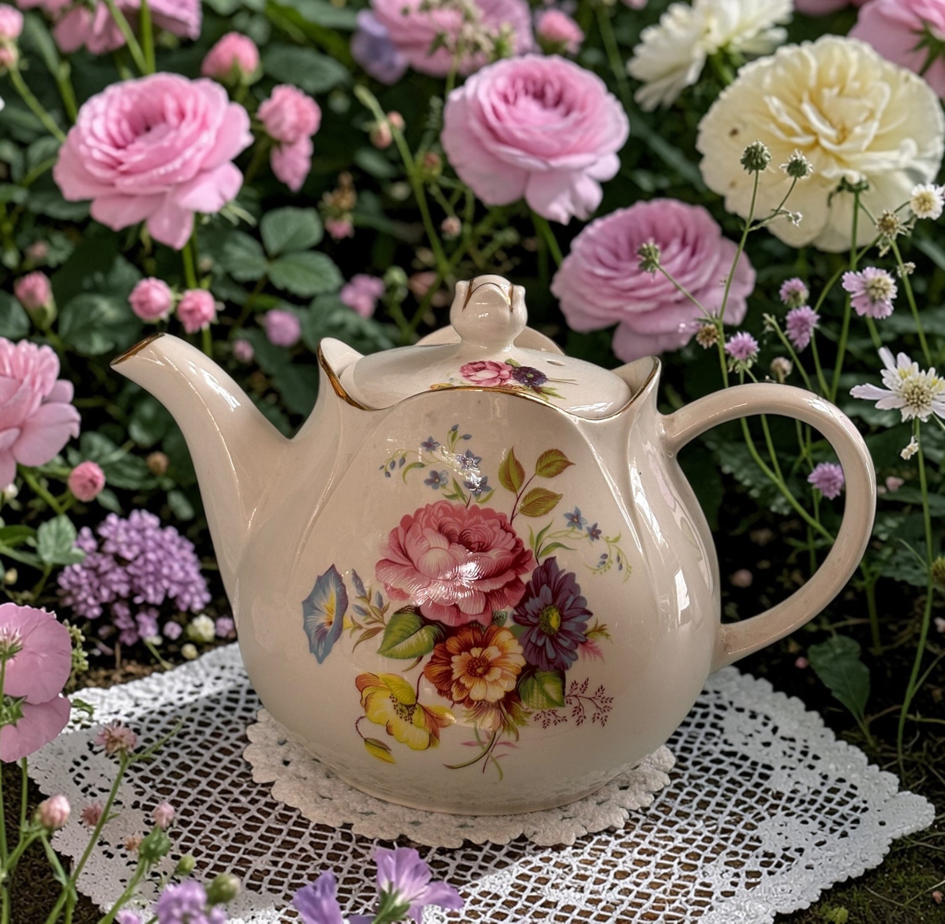 Vintage Sadler "Rose Bouquet" Teapot image 0