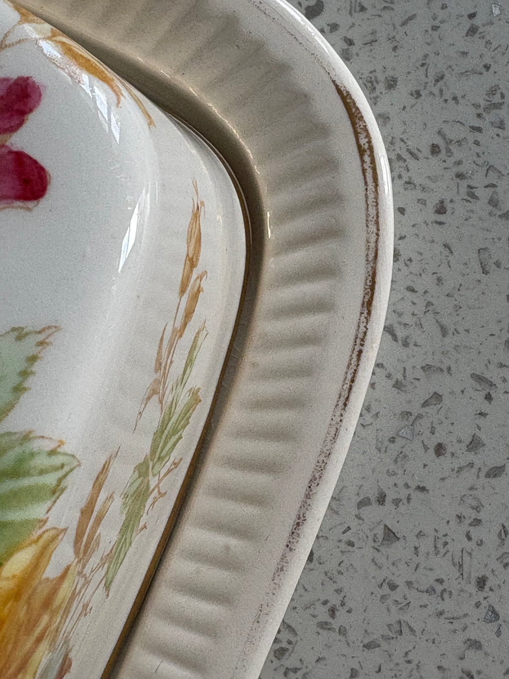 Antique Burton Floral Cheese Dish