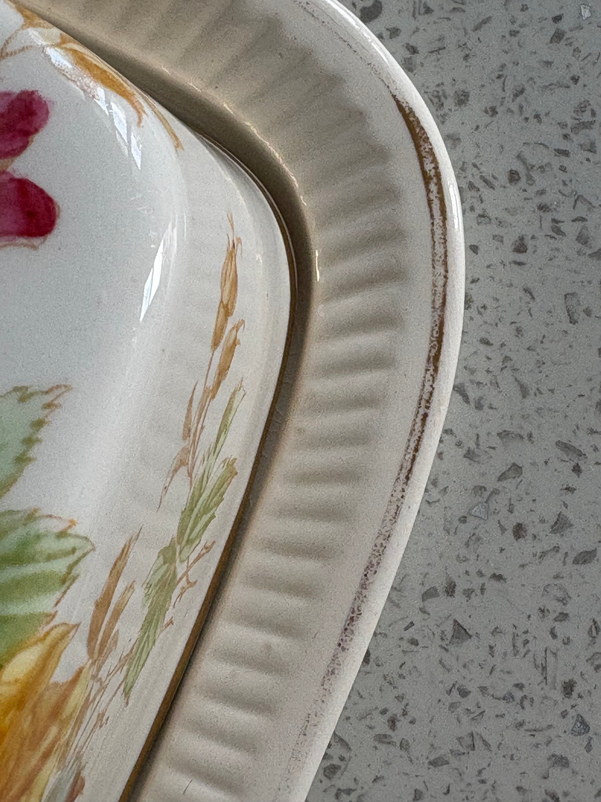 Antique Burton Floral Cheese Dish