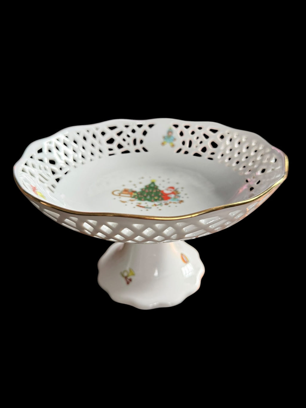 Vintage Eschenbach Porzellan ‘Weihnachtszeit’ Christmas Pedestal Bowl