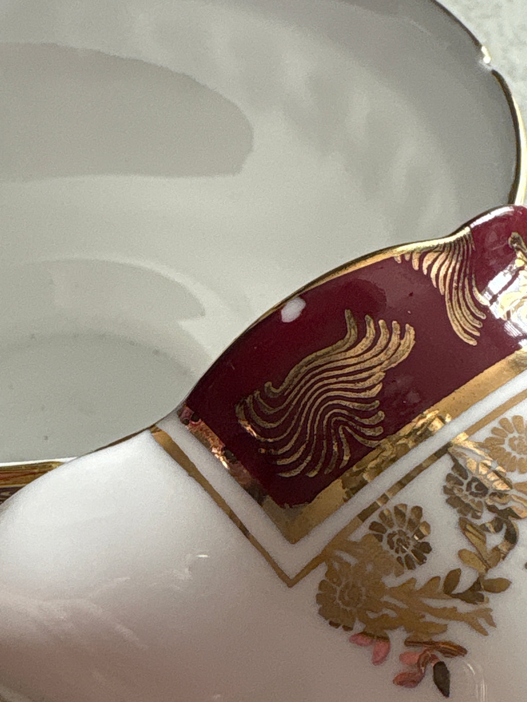 IMPERFECT! Vintage Royal Stafford Burgundy & Gold Bone China Milk Jug & Sugar Bowl