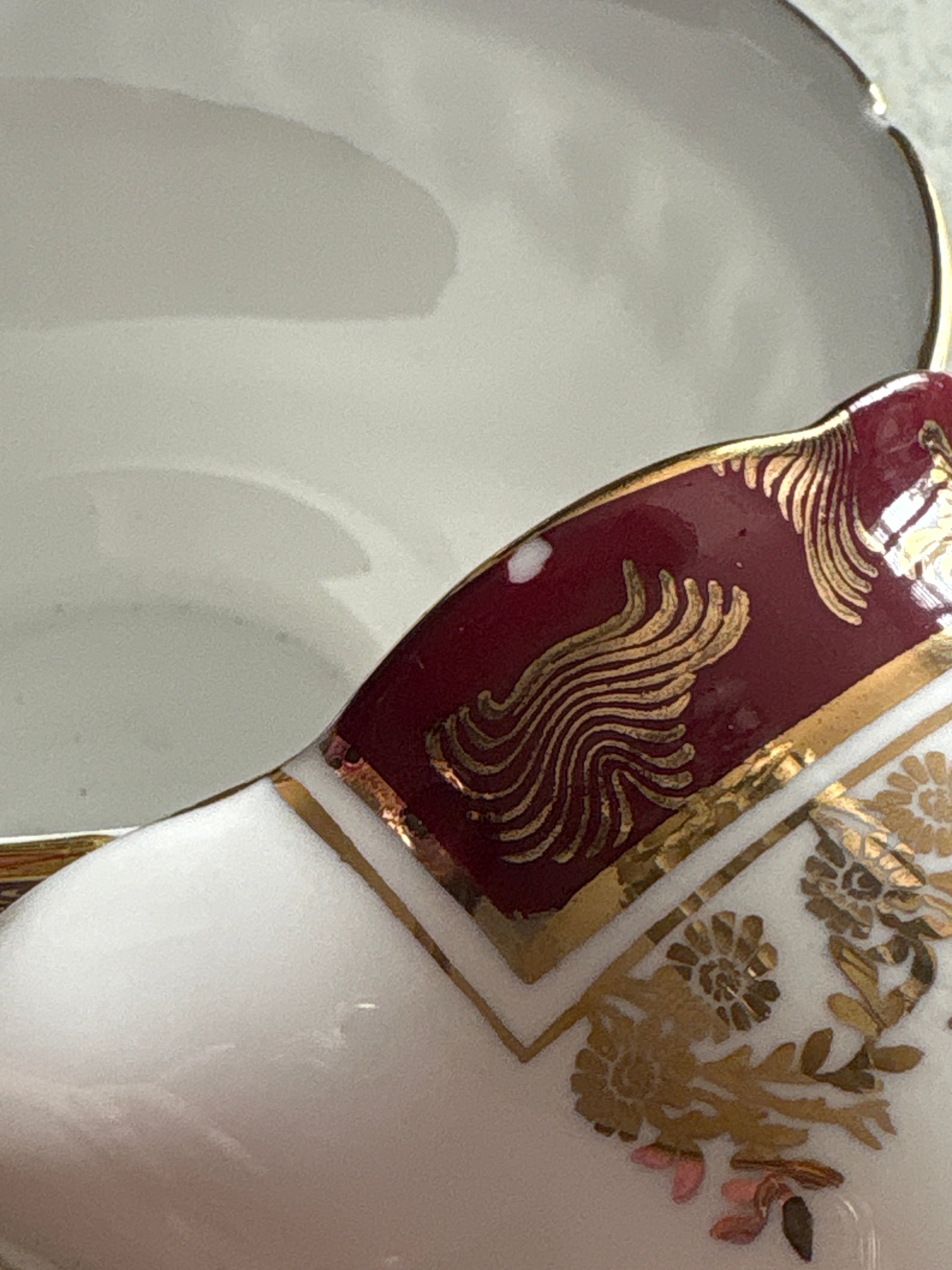 IMPERFECT! Vintage Royal Stafford Burgundy & Gold Bone China Milk Jug & Sugar Bowl