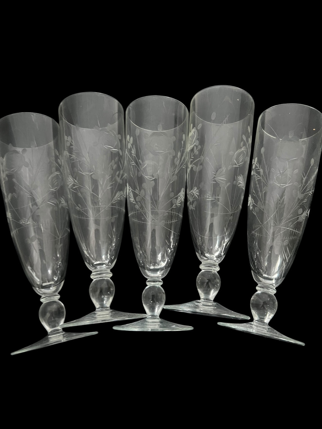 Set 5 tall engraved glasses.  image 4