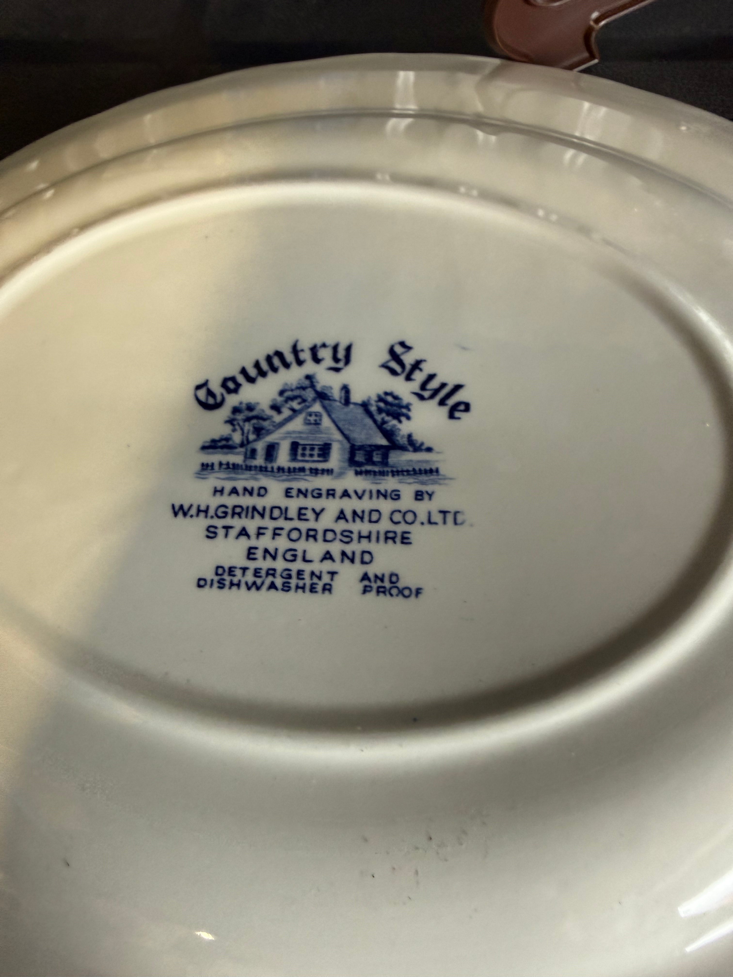 Grindley & Co. Country Style. Large blue & white platter image 1