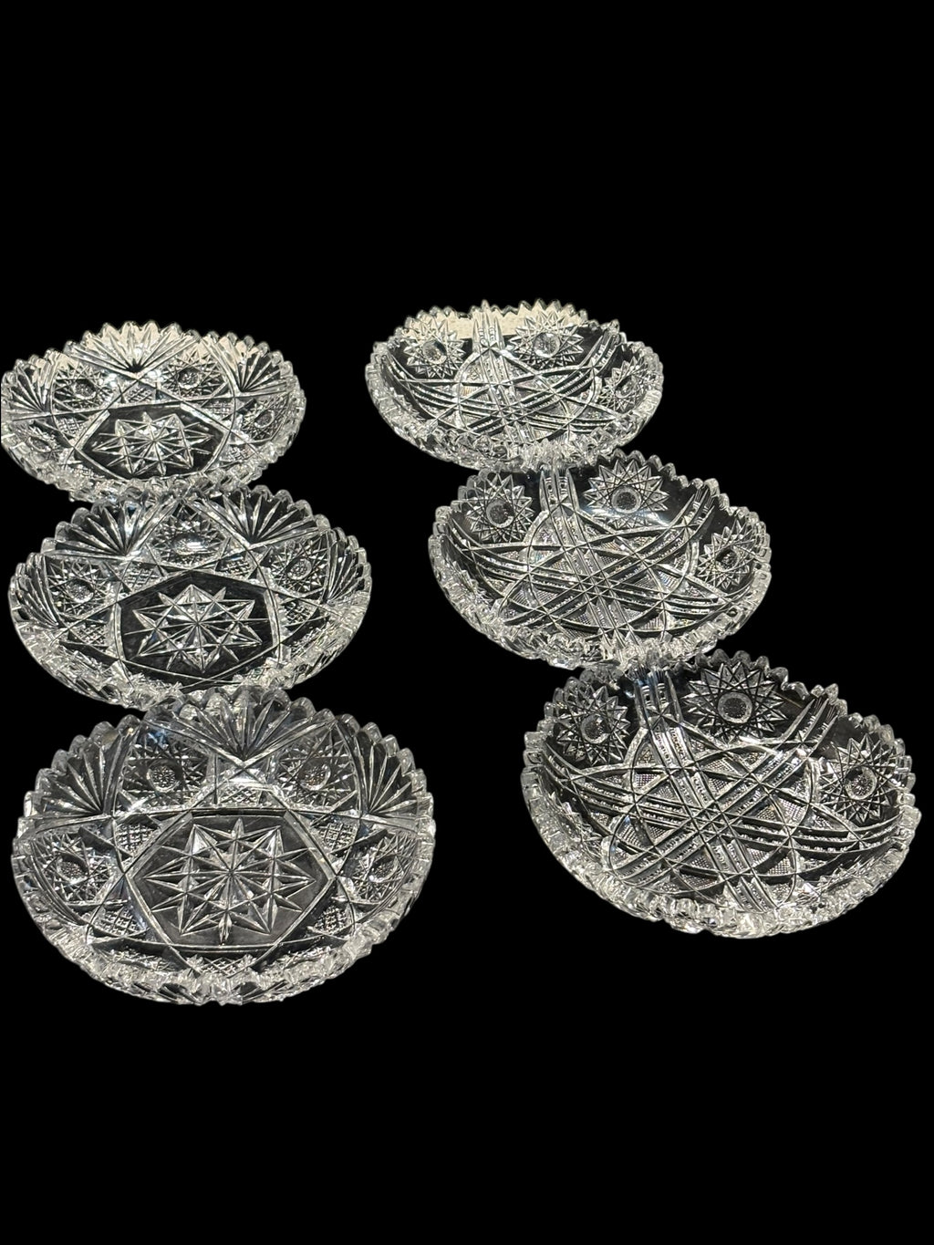 Set Of 6 Hand Cut Crystal Bowls image 6