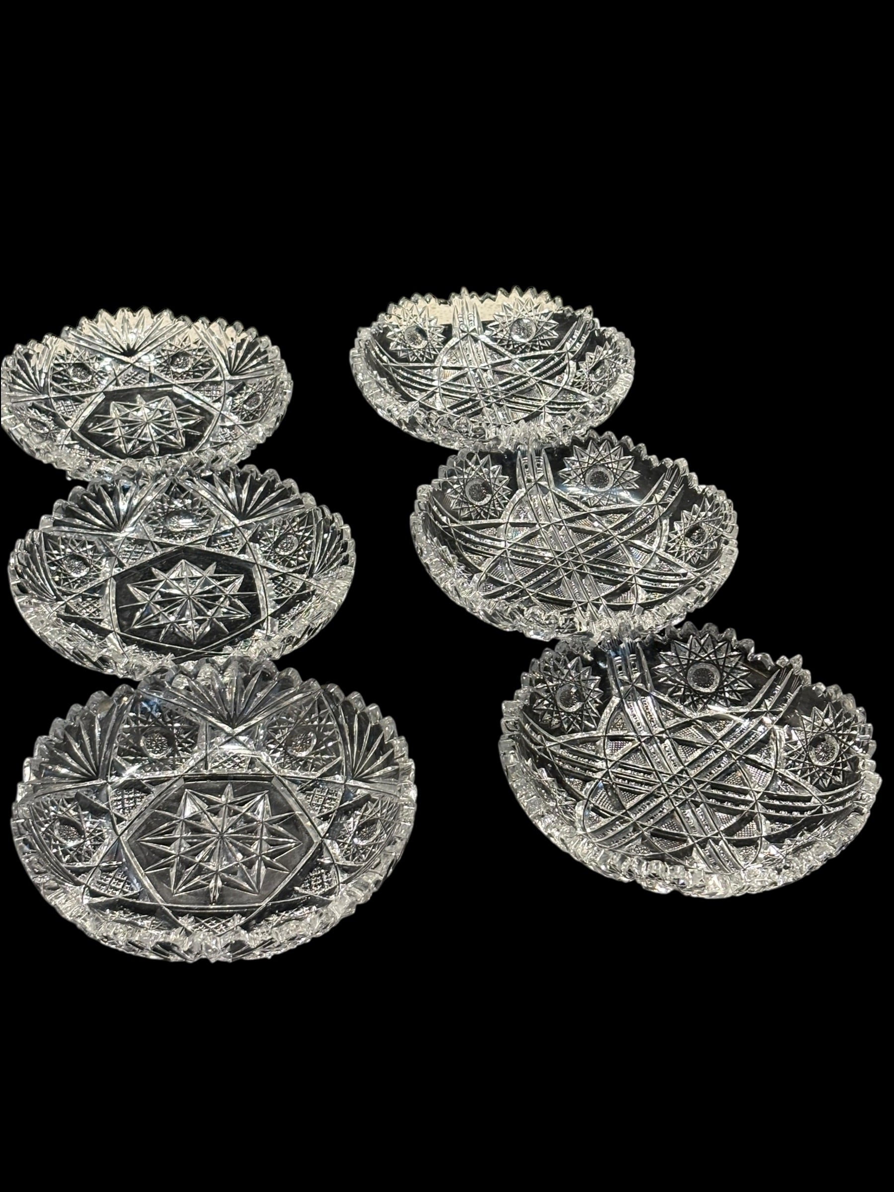 Set Of 6 Hand Cut Crystal Bowls image 6