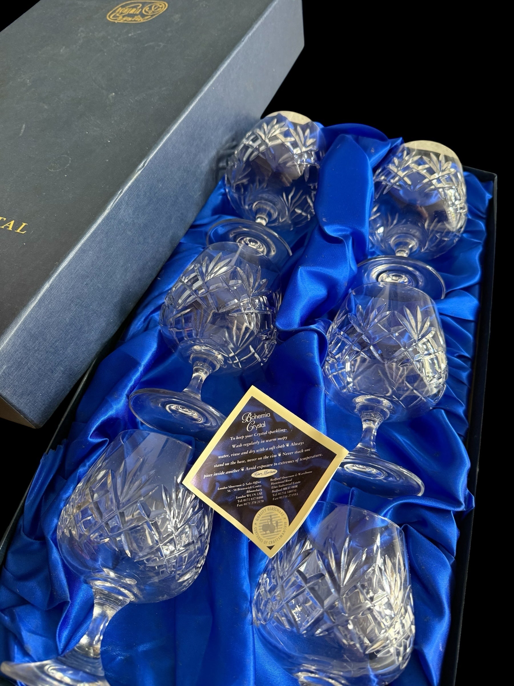 BOHEMIA. Set 6 Vintage Brandy Balloon Crystal Glasses.  image 5