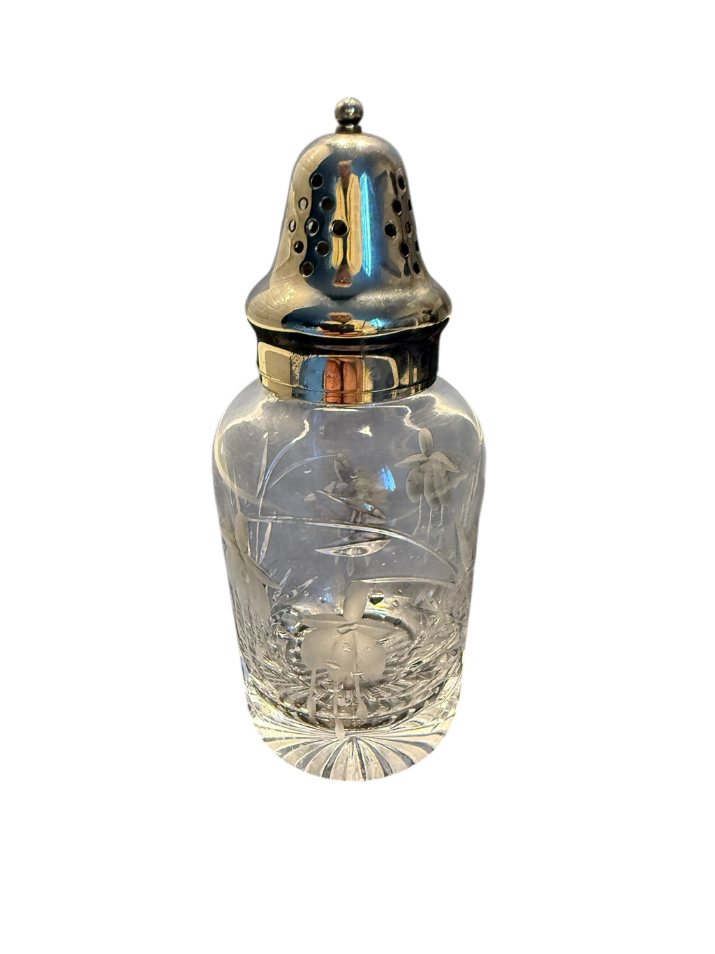 Vintage Sugar Shaker. Etched Glass image 1