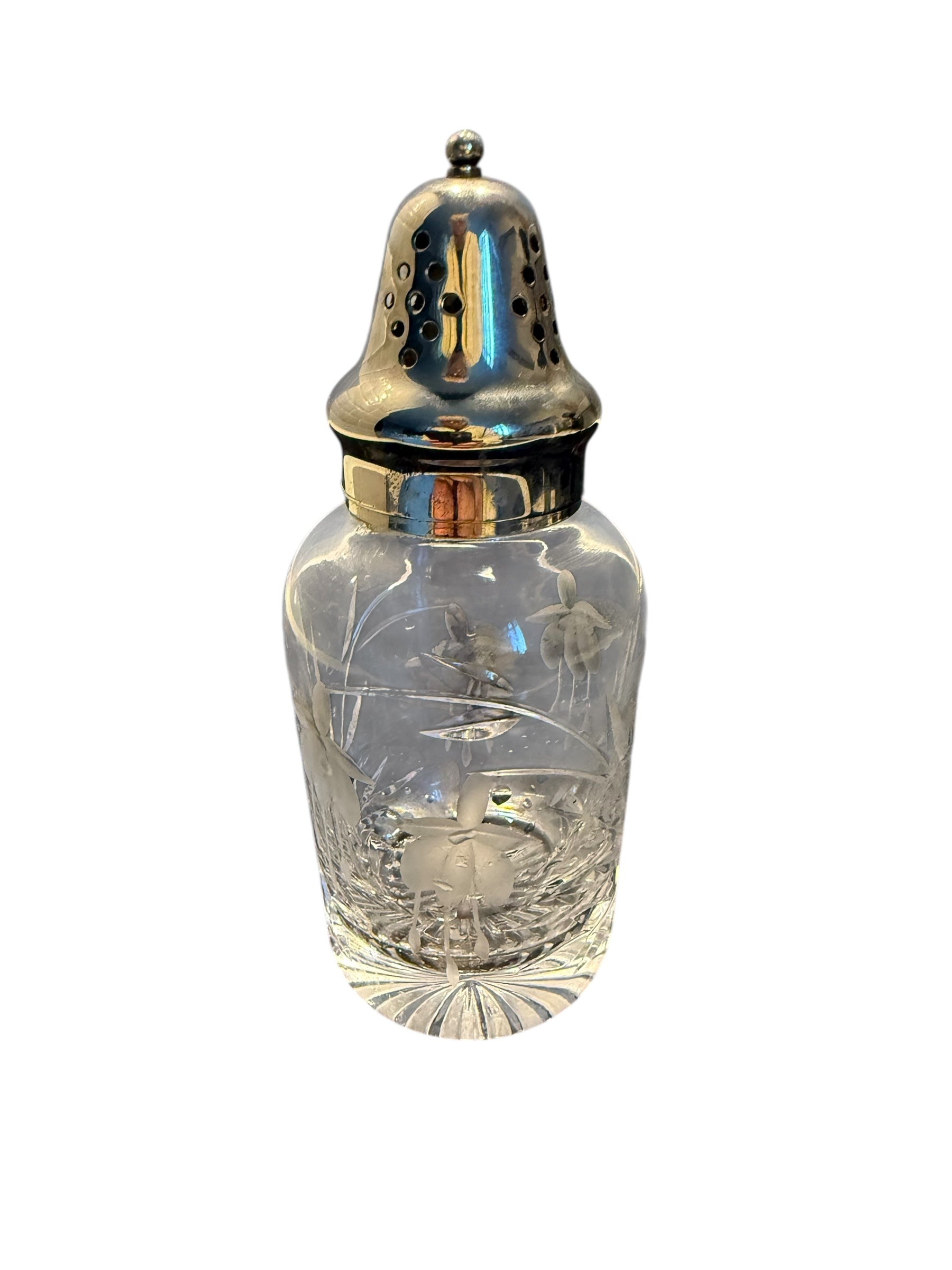 Vintage Sugar Shaker. Etched Glass image 1
