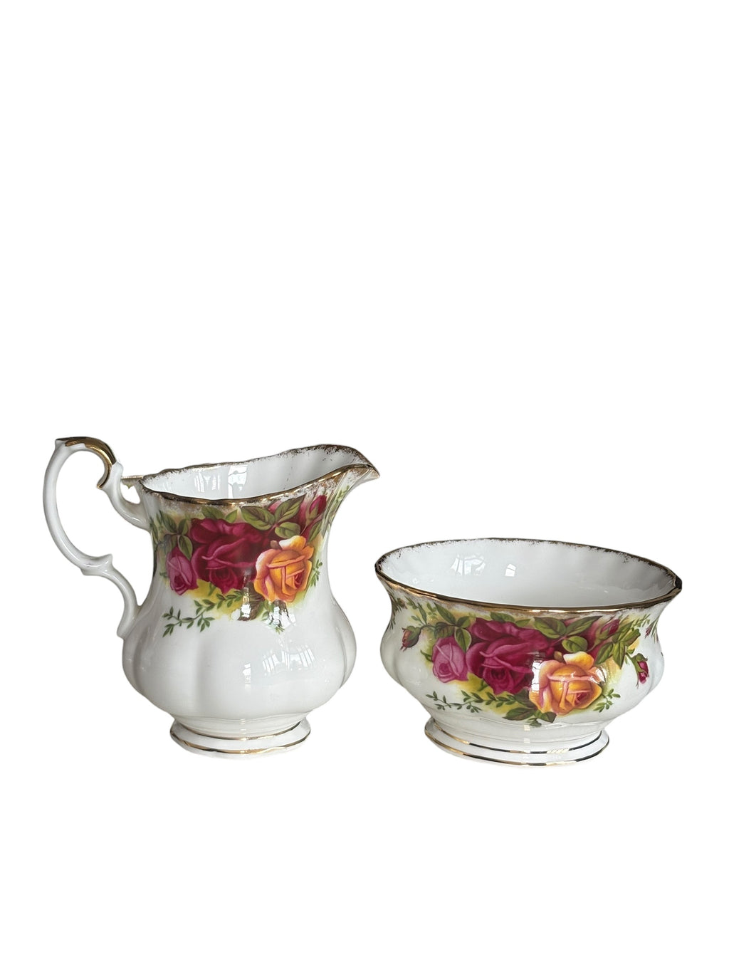First Quality Royal Albert Old Country Roses Coffee Creamer & Sugar Bowl Set
