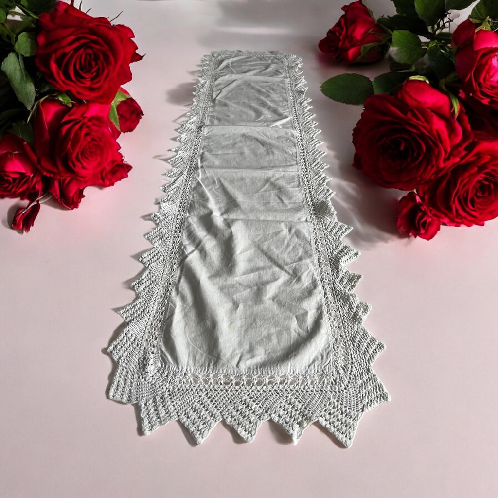 Vintage cotton lace table runner image 0