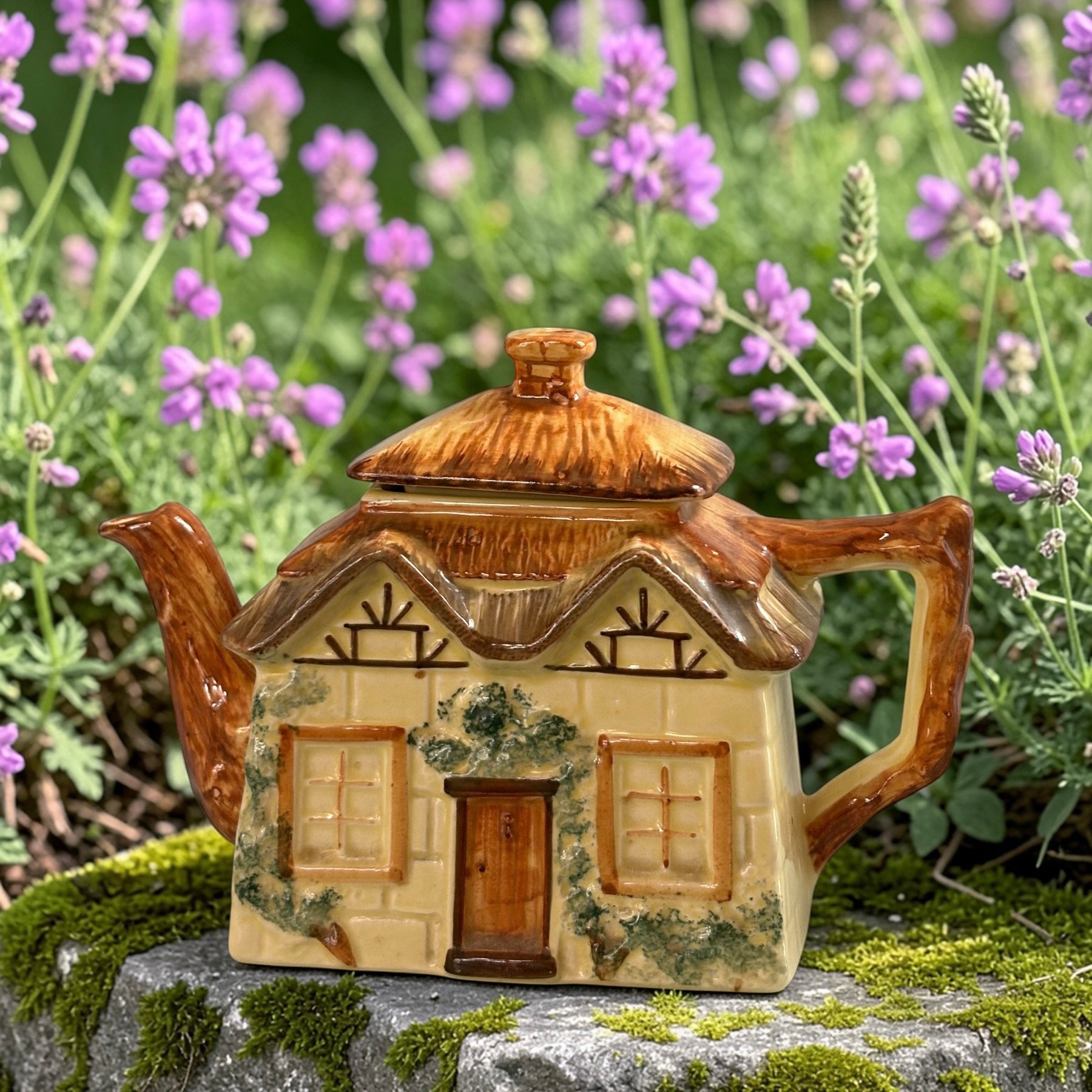 Vintage Keele Street Pottery Thatched Roof Cottage Teapot  image 0
