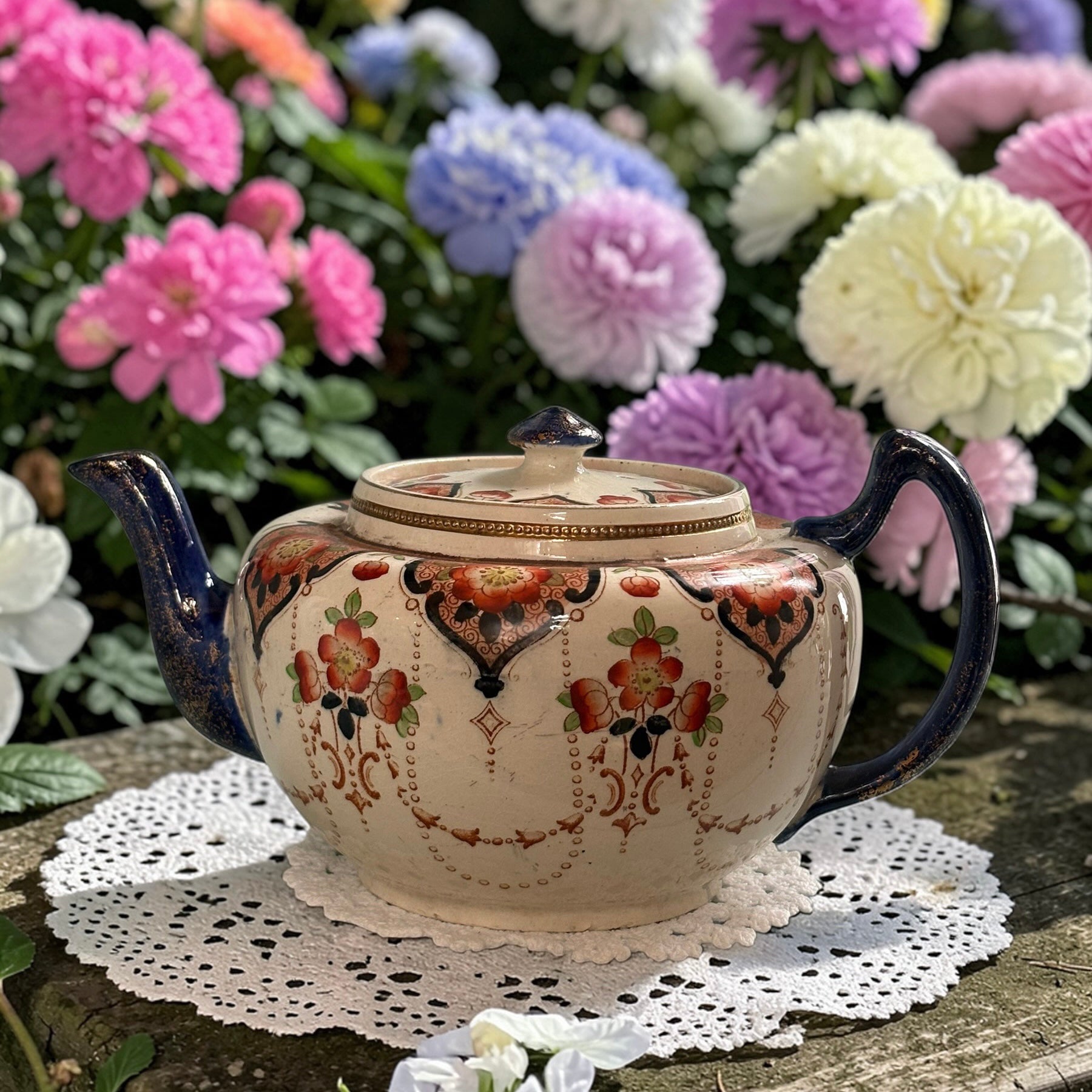Gibson & Sons Teapot – Imari Style Floral, Burslem England, Vintage  image 0