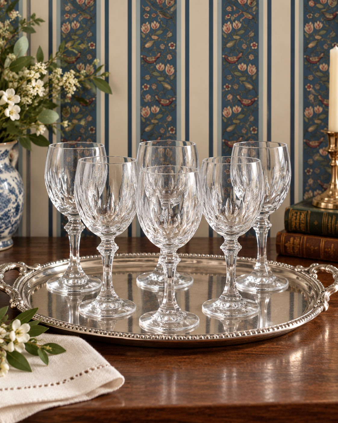 Set of 6 Vintage Crystal Glasses