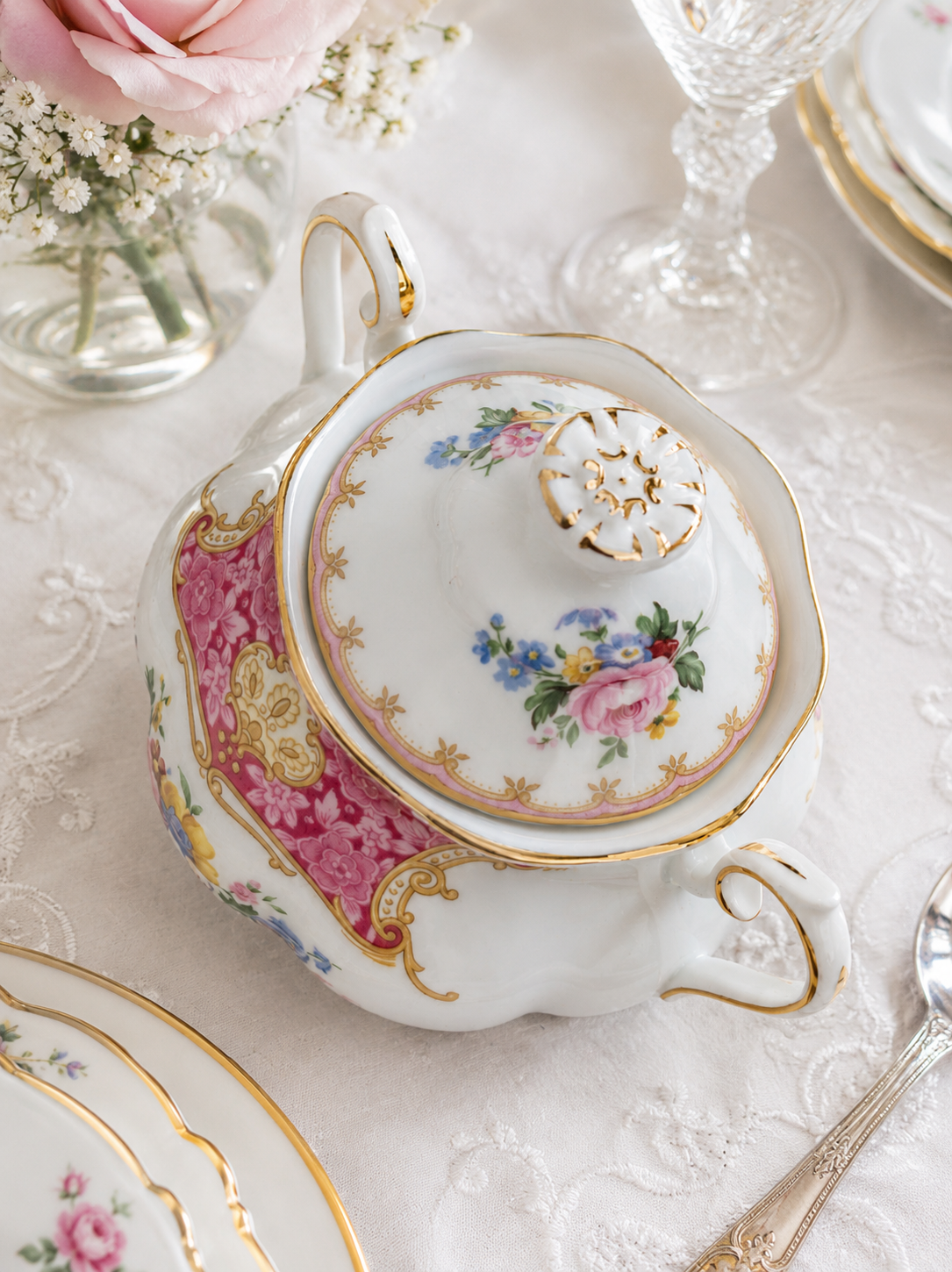Royal Albert “Lady Carlyle” Milk Jug & Lidded Sugar Bowl