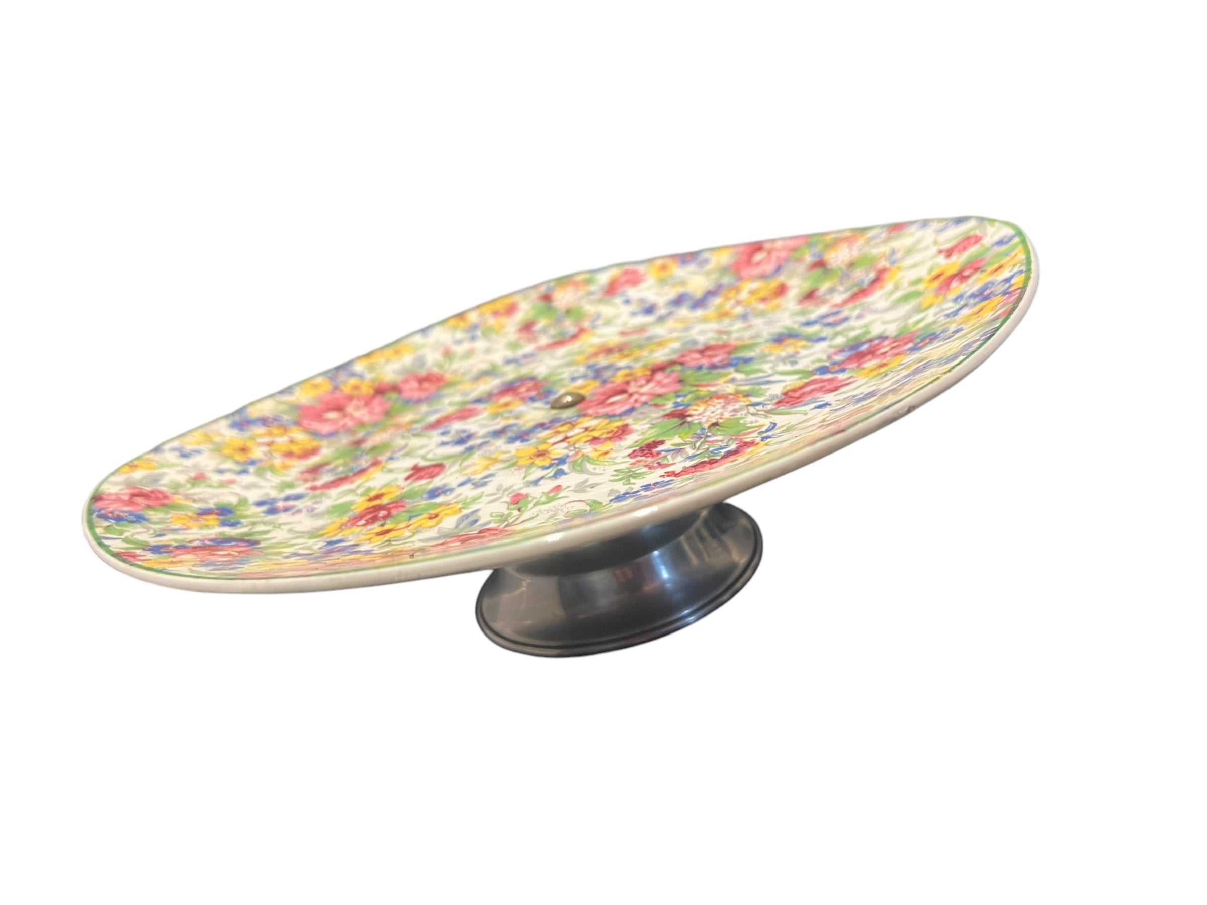 Single Pedestal Cake Stand. Chintz image 2