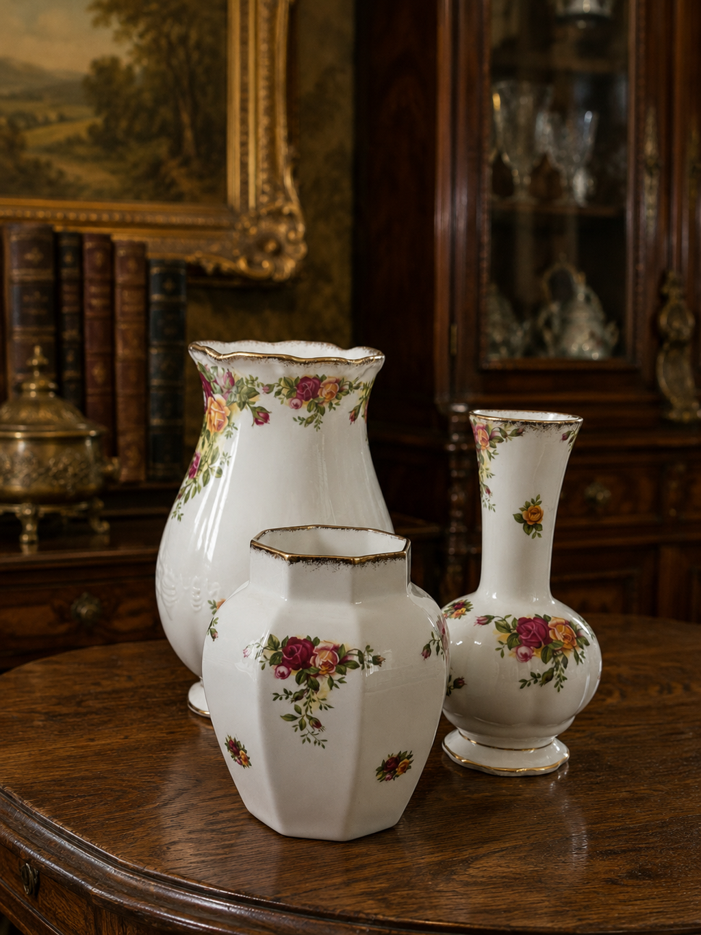 Set of 3 Royal Albert Old Country Roses 2nd Quality Vases
