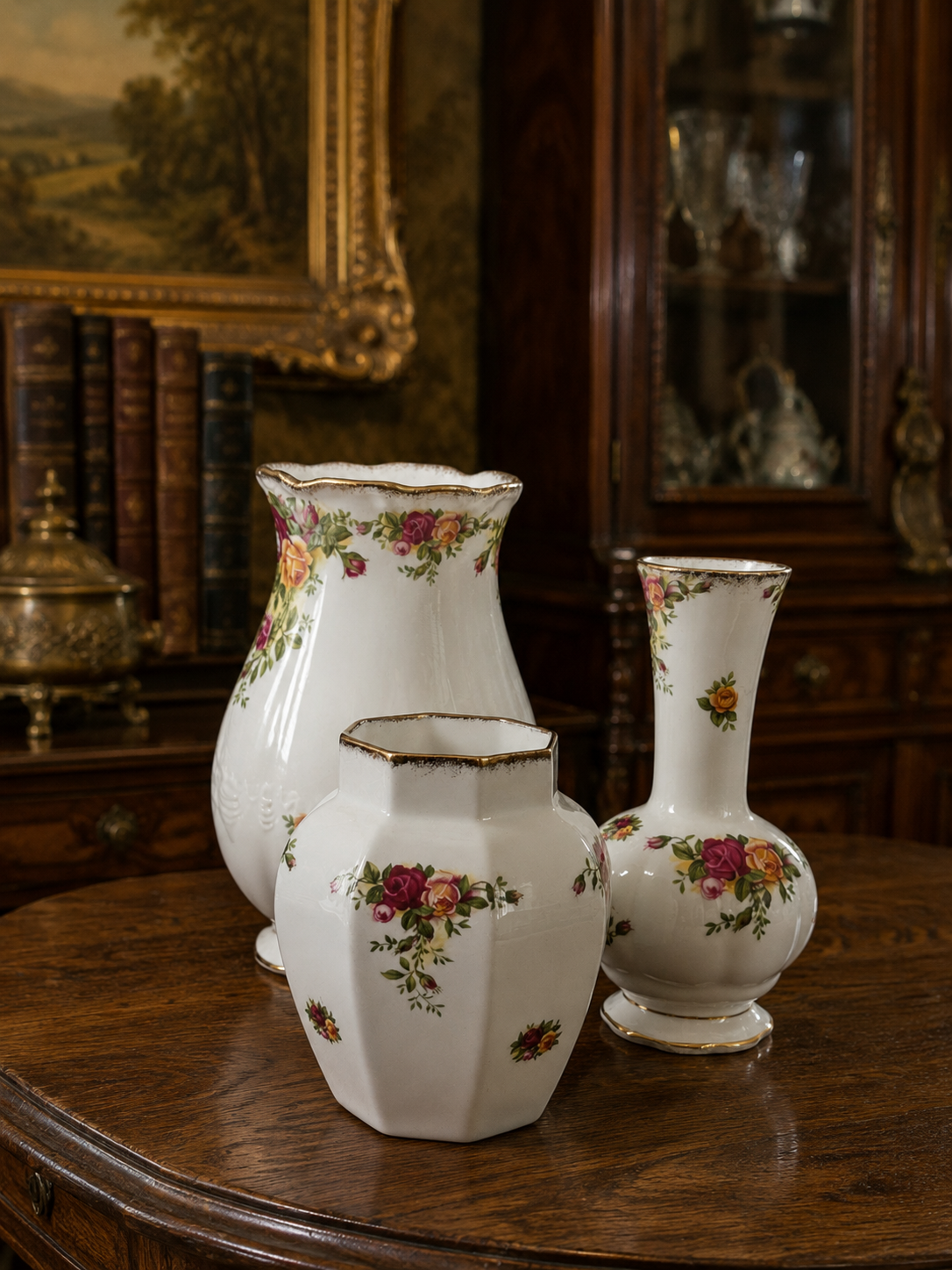 Set of 3 Royal Albert Old Country Roses 2nd Quality Vases