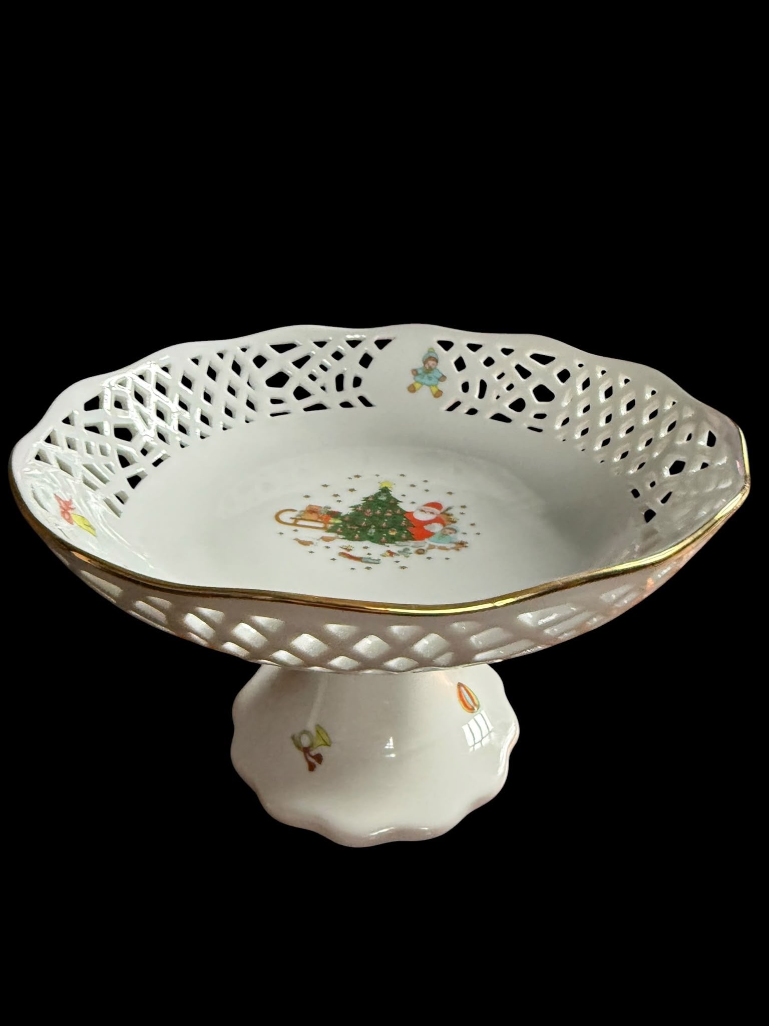 Vintage Eschenbach Porzellan ‘Weihnachtszeit’ Christmas Pedestal Bowl