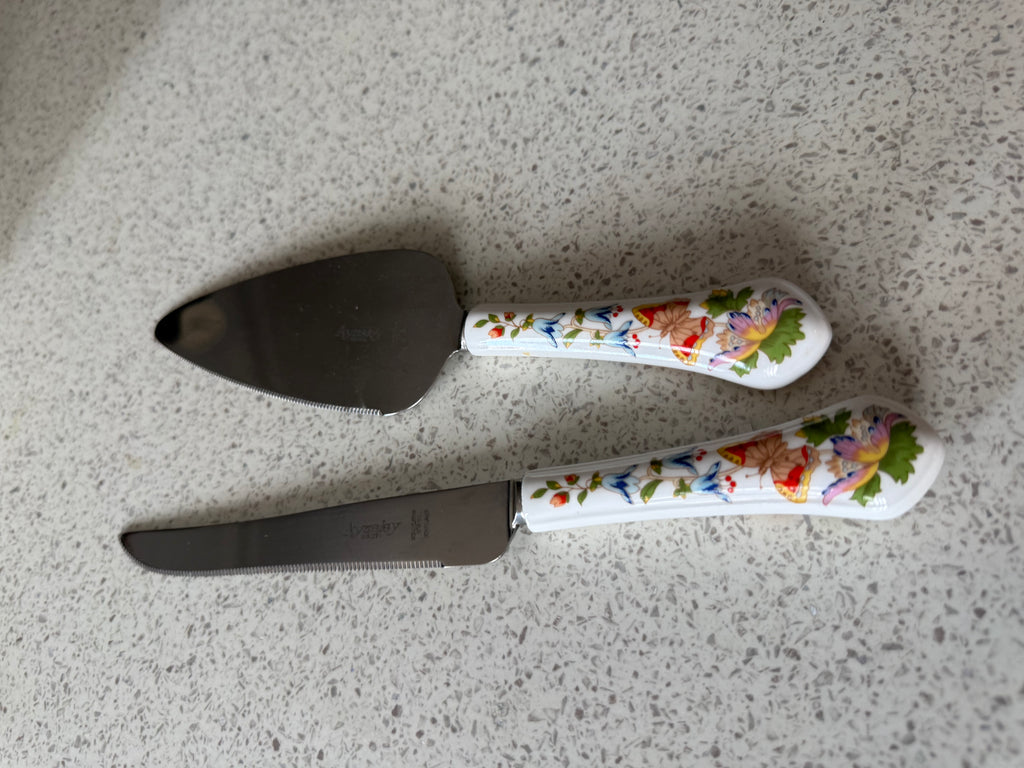 Aynsley Cake Slice & Cake Knife Cottage Garden