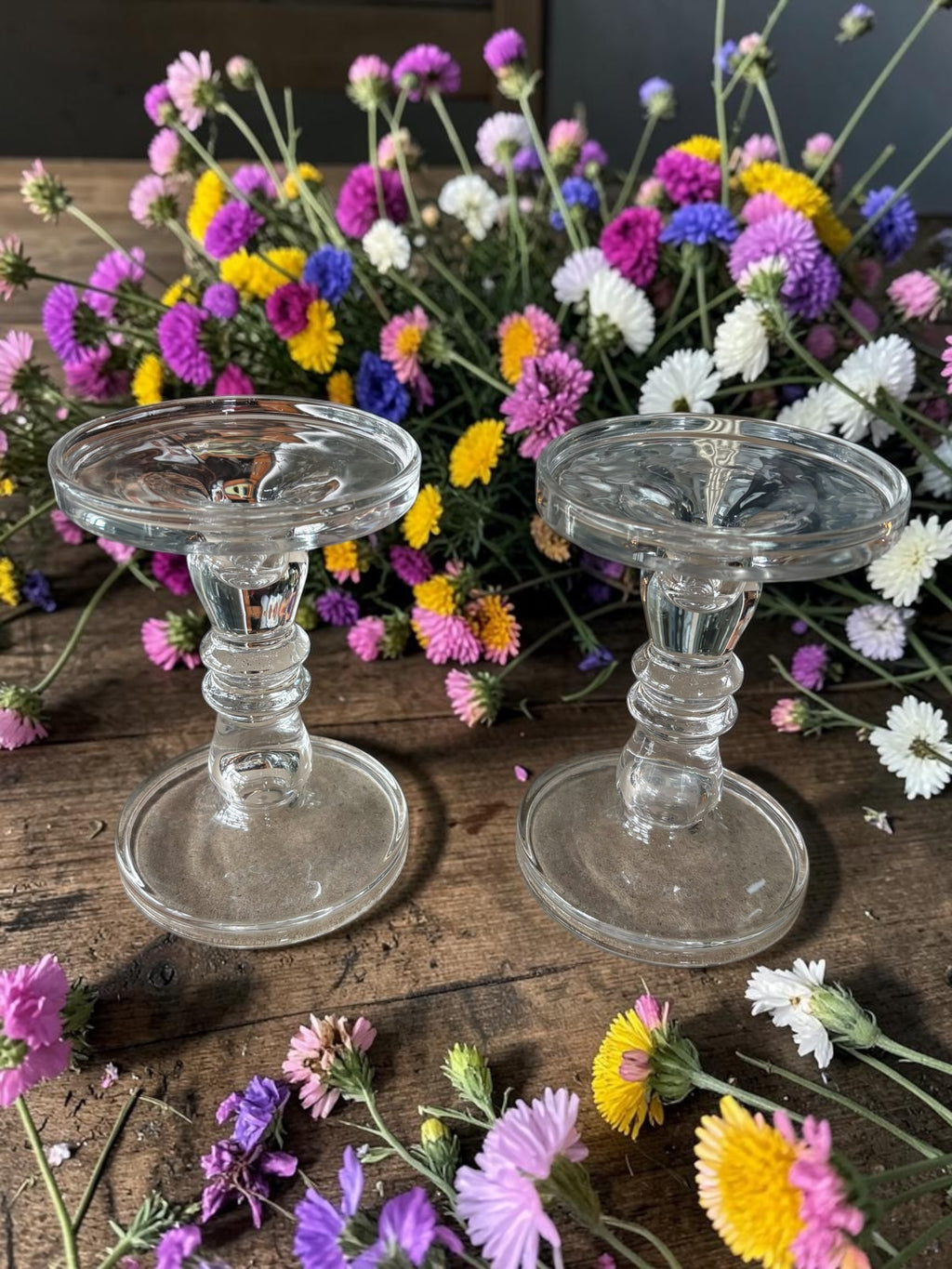 Pair of Glass, Church Candle Sticks