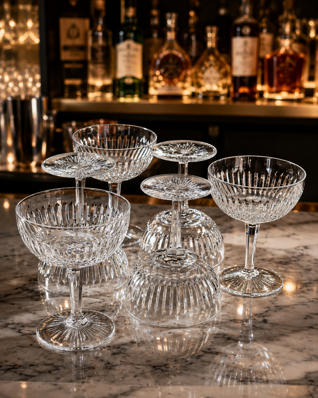 Vintage Crystal Champagne Coupe Glasses – Set of 6