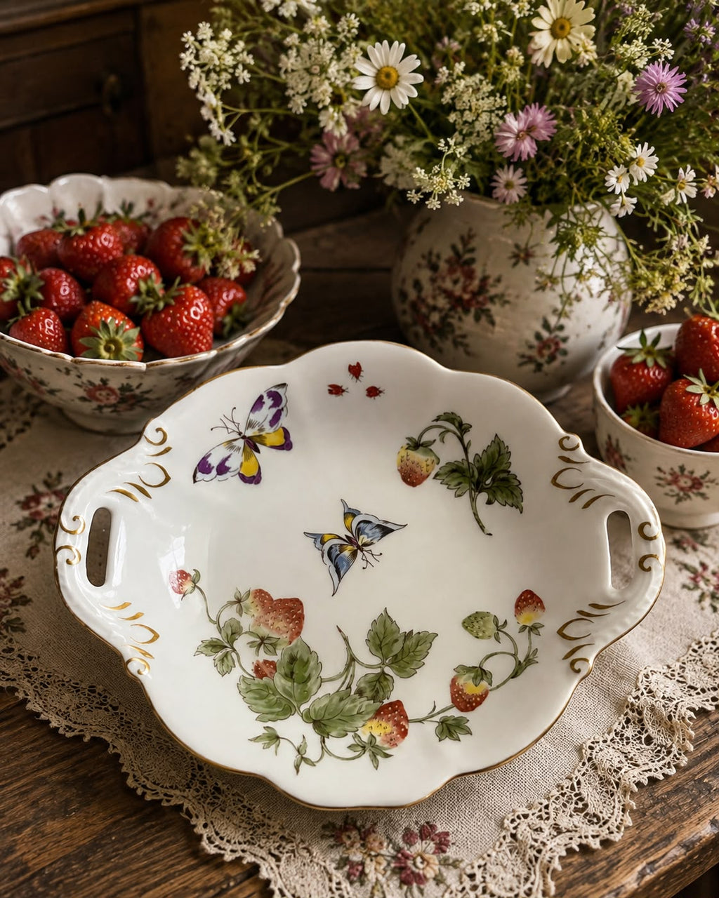 Coalport Strawberry Medium Handled Bowl