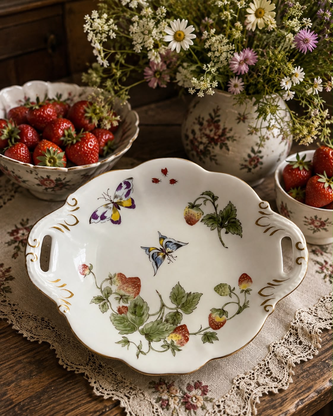Coalport Strawberry Medium Handled Bowl