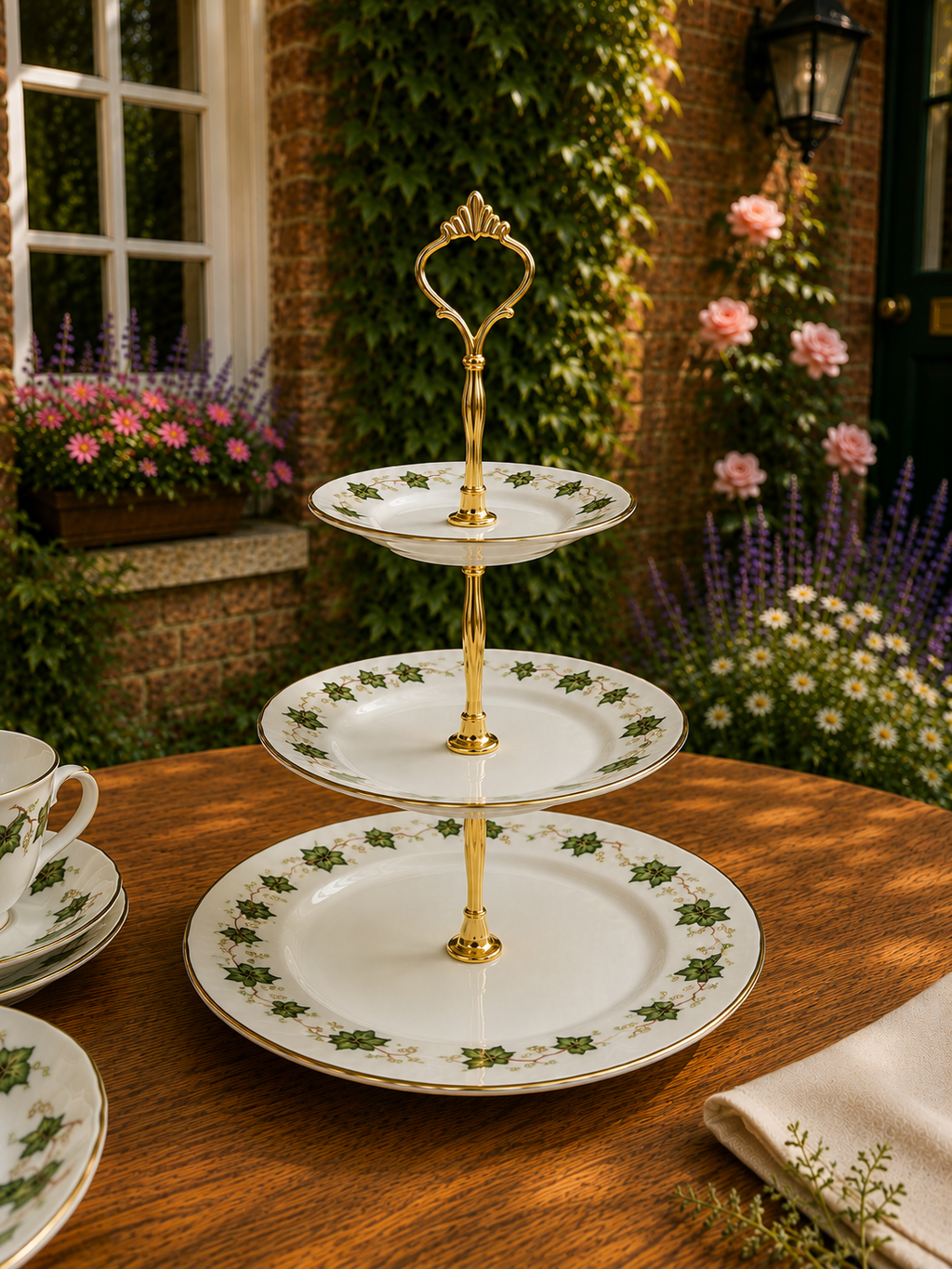 Colclough English China. Ivy Leaf Cake Stand 3 Tier