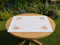 Orange Floral Hand Embroidered Table Cloth