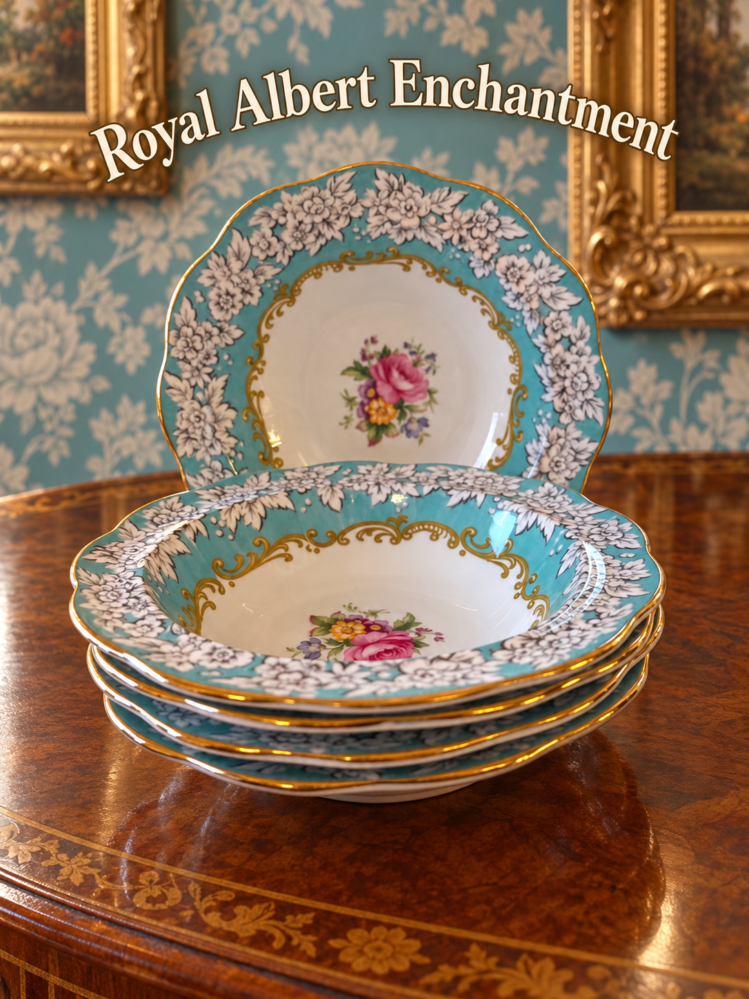 Royal Albert Enchantment Set 5 Fluted Cereal Bowls