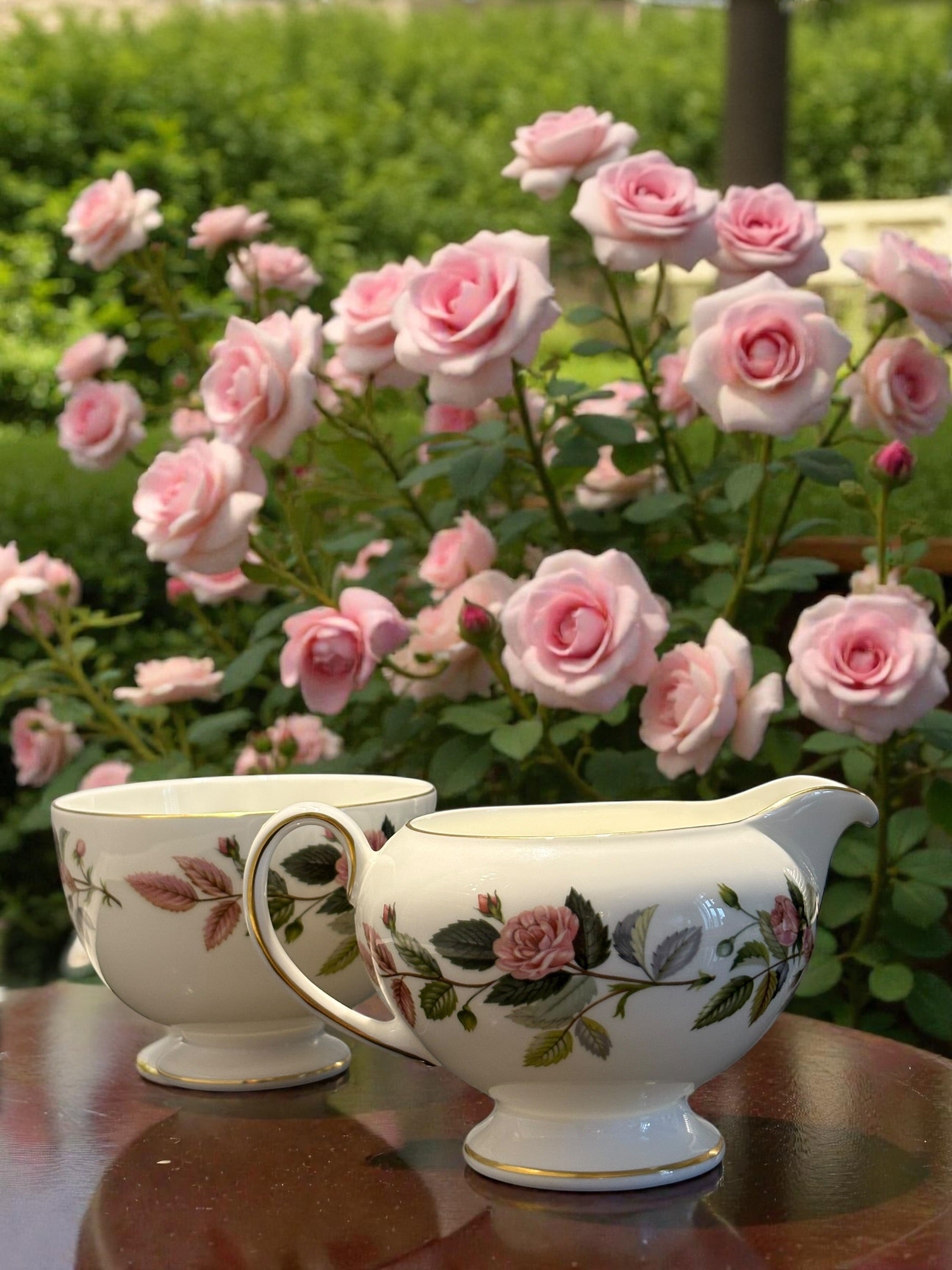 Wedgwood Bone China Hathaway Rose Milk Jug& Sugar Bowl  image 1