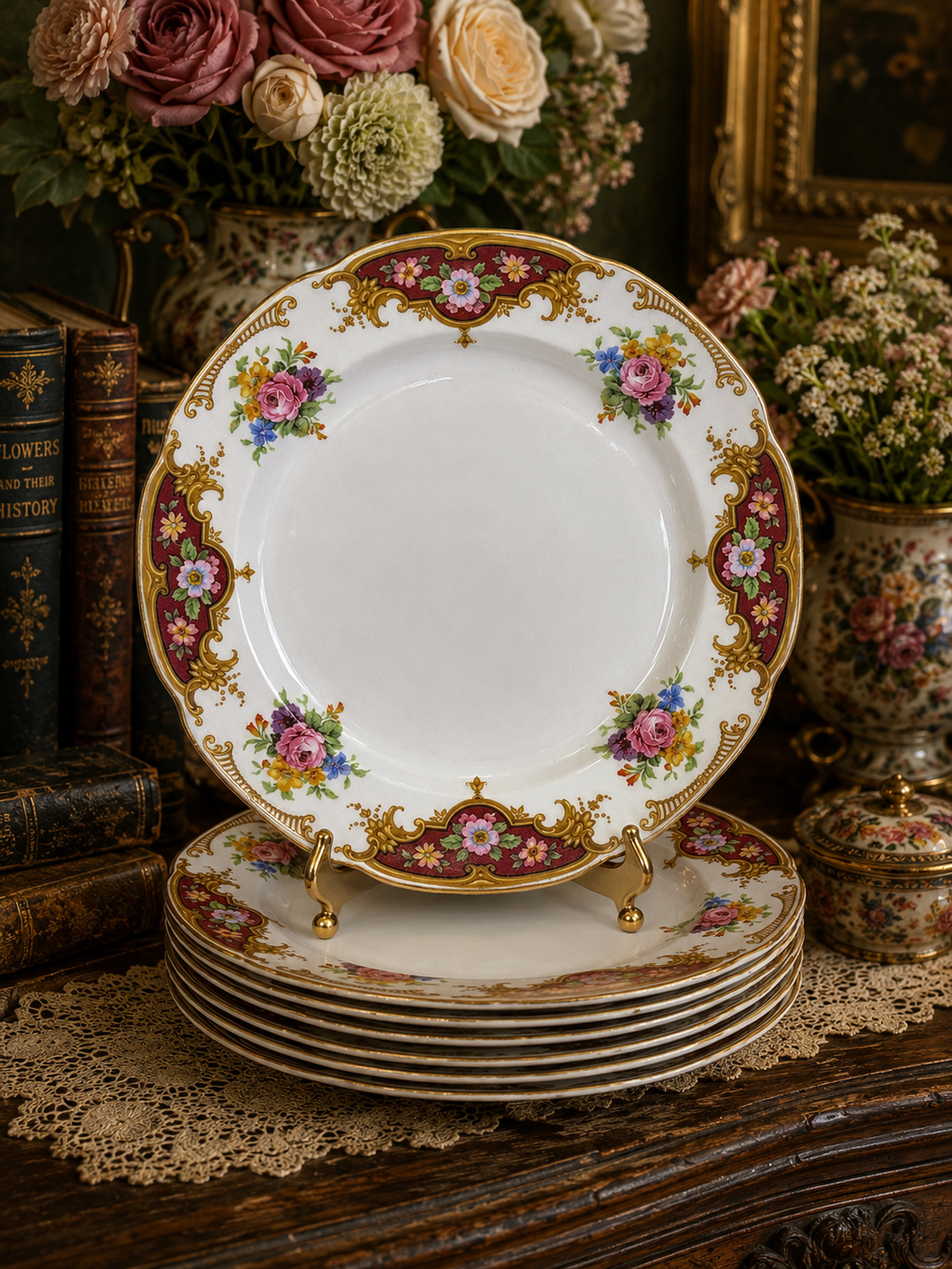 Set of 6 Burslem Dinner Plates