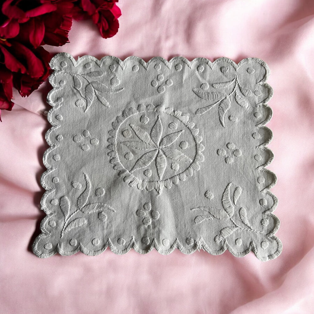 Vintage cotton lace table square image 0