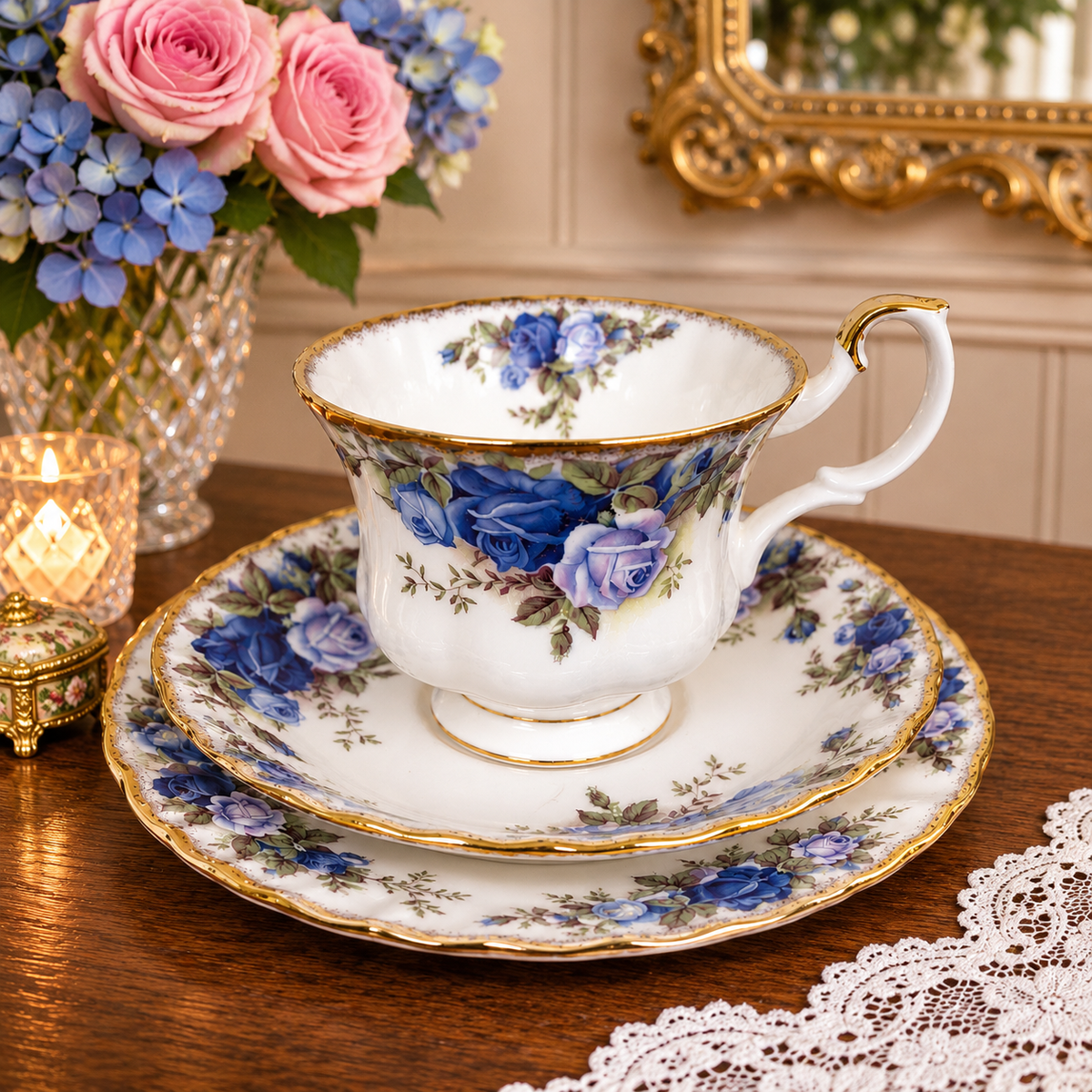 Royal Albert Moonlight Rose Trio