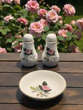 Wedgwood Bone China Hathaway Rose Salt&Pepper Cruet Set + Trinket Dish  image 0