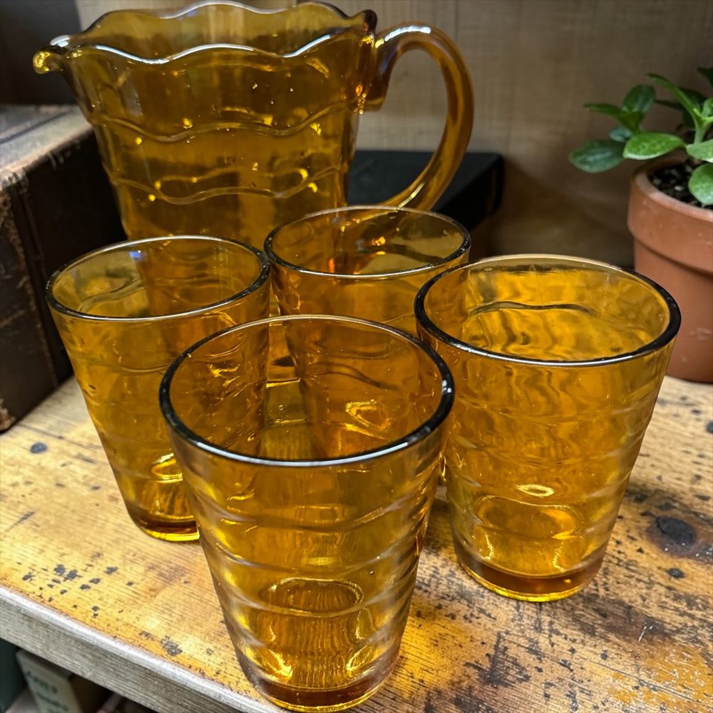 Retro Amber Glass Lemonade Set image 2