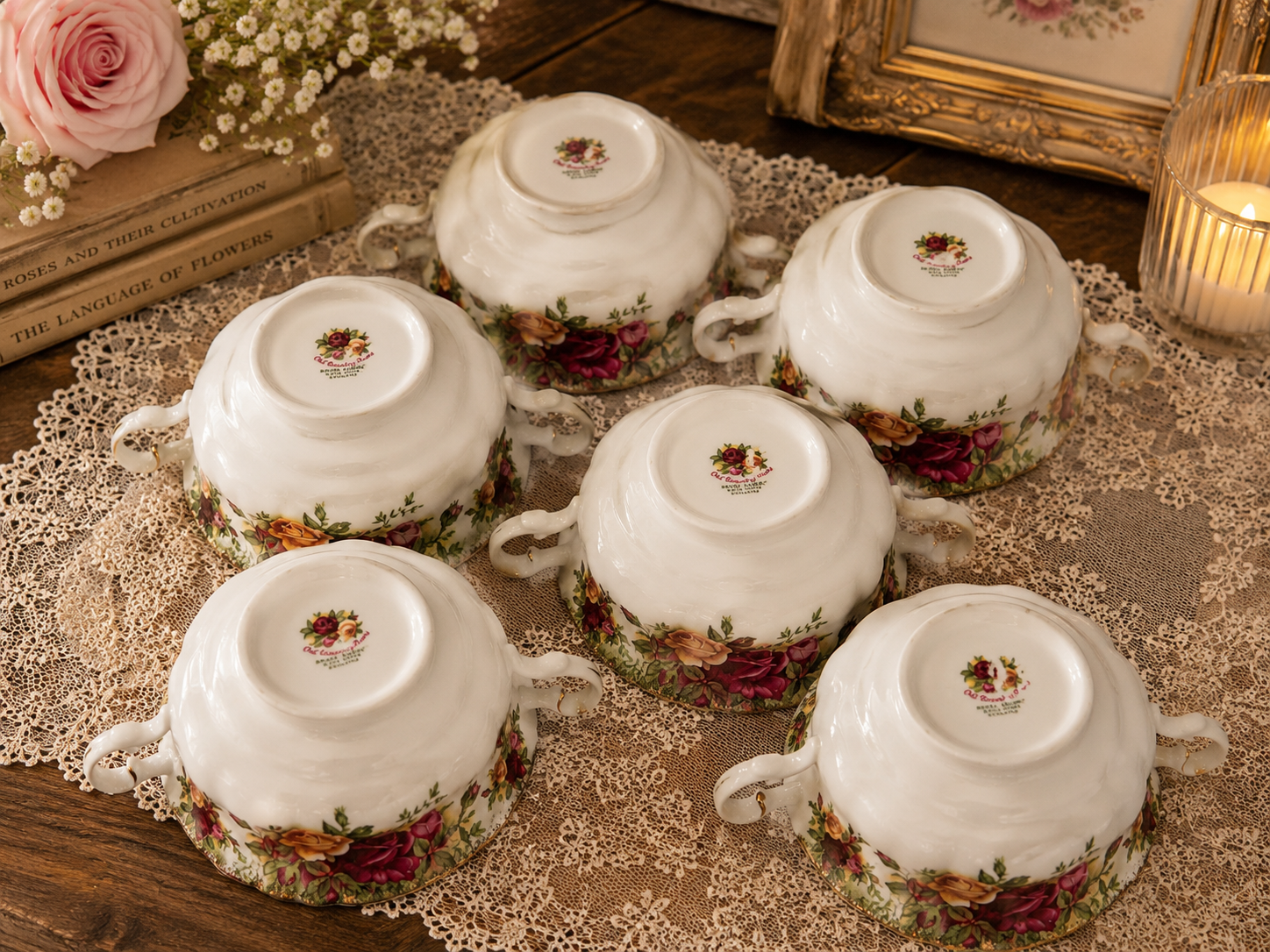 Set of 6 Royal Albert Old Country Roses 2nd Quality Soup Coupes - No Plates