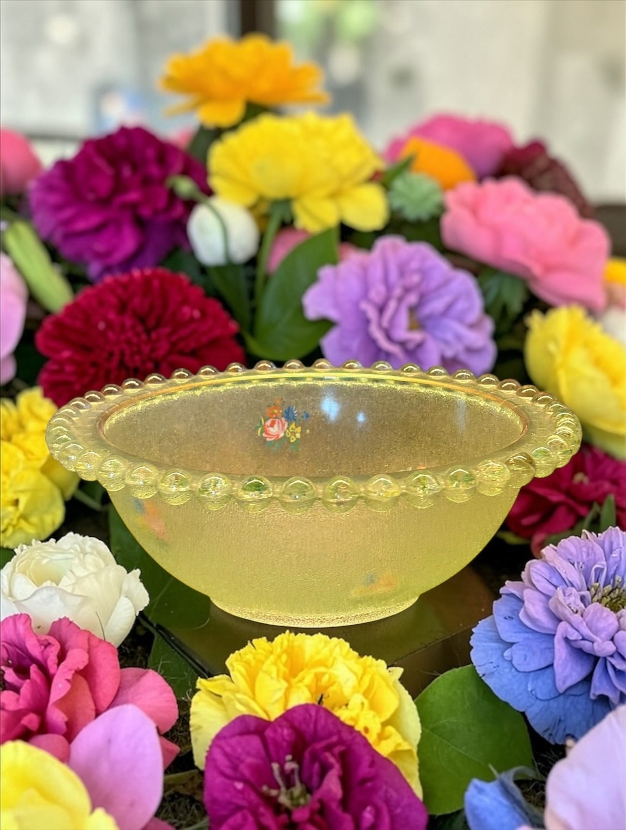 Vintage French Green Glass Bowl  image 1