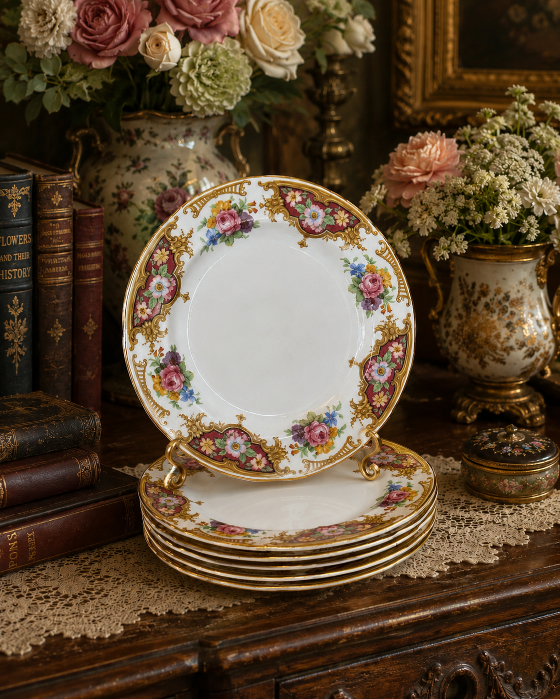 Set of 6 Burslem Tea Plates