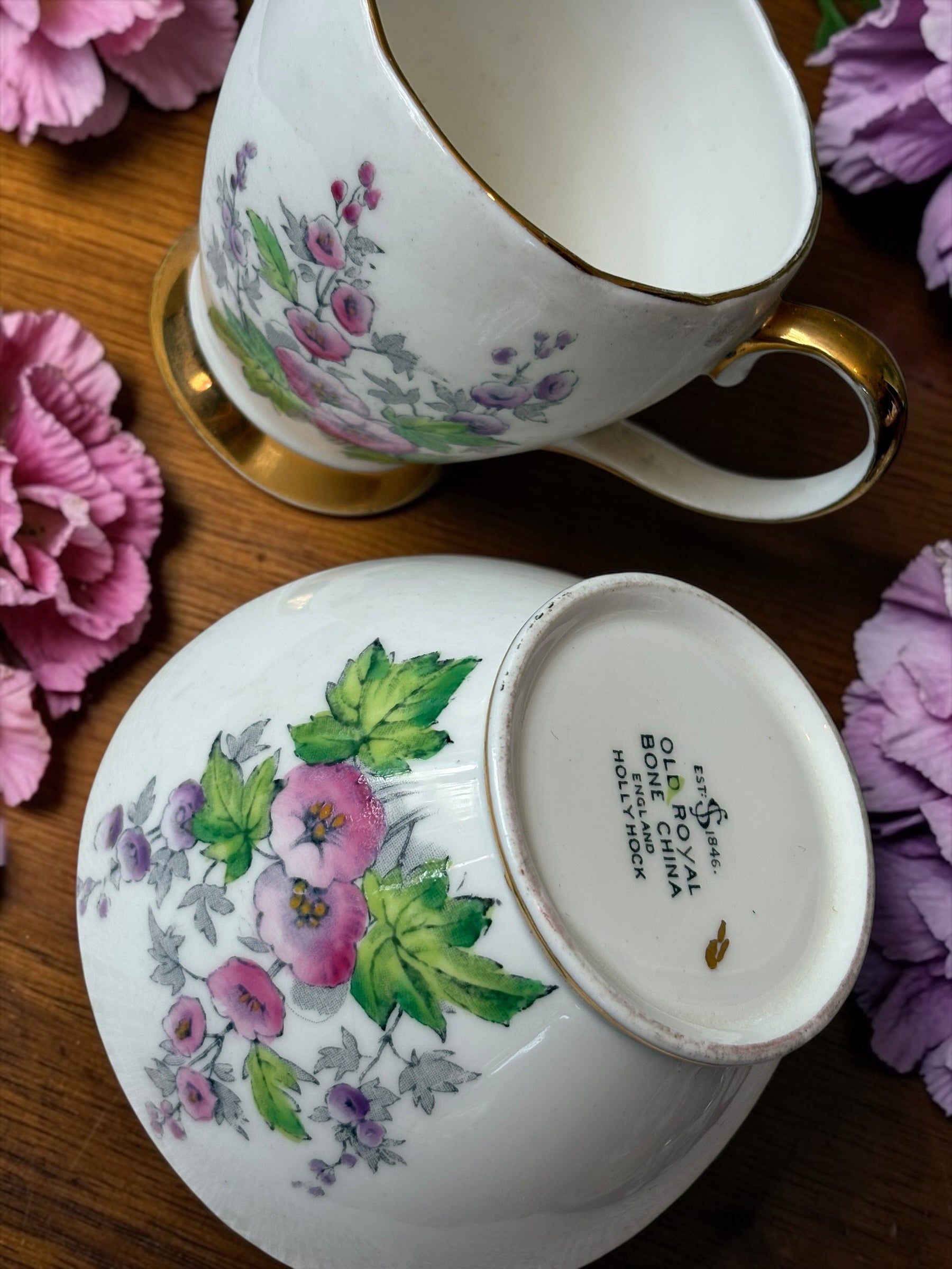 Old Royal Fine Bone China Milk Jug & Saucer - Good Condition  image 2