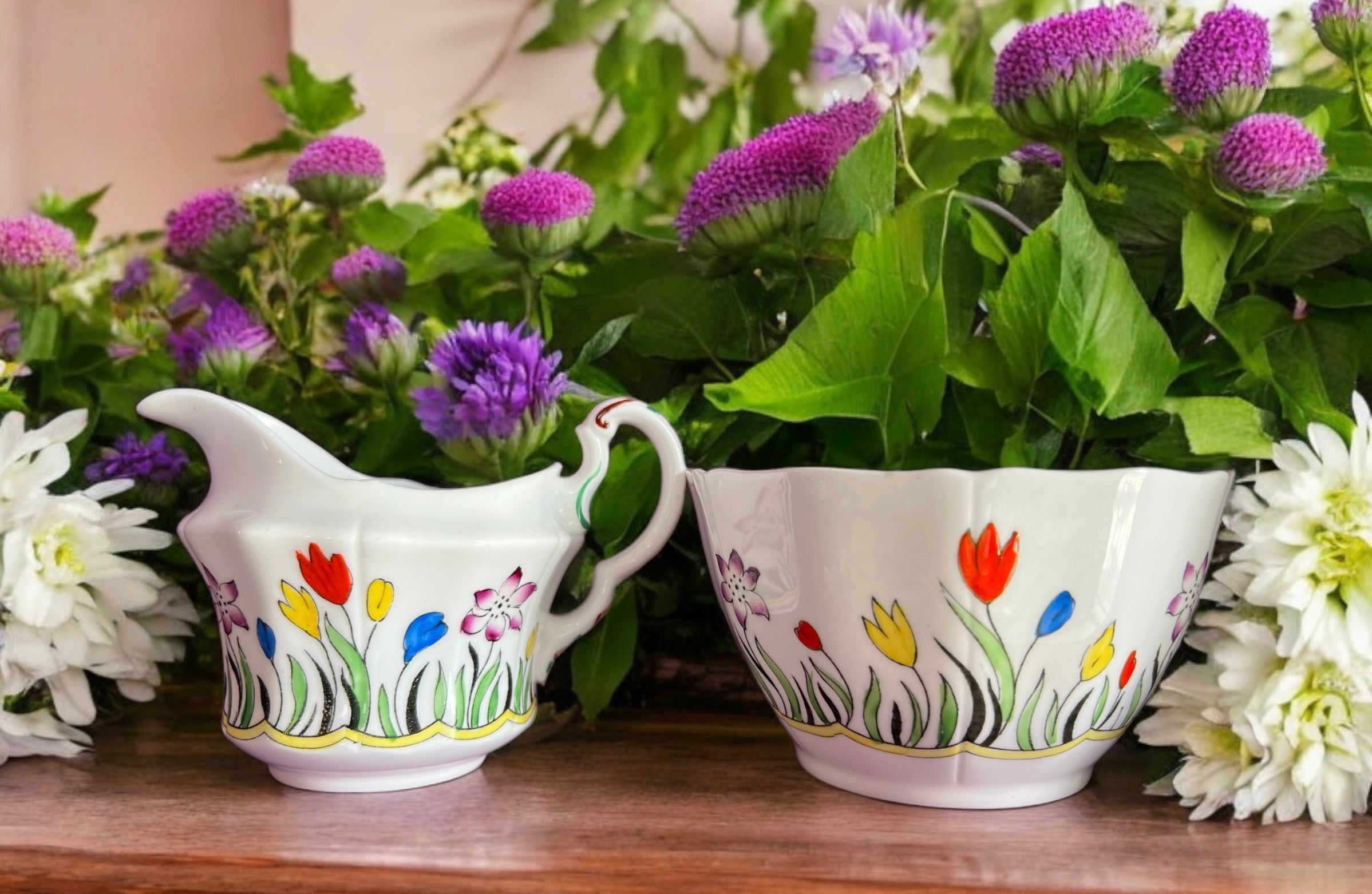 Handpainted Milk jug & sugar bowl  image 0