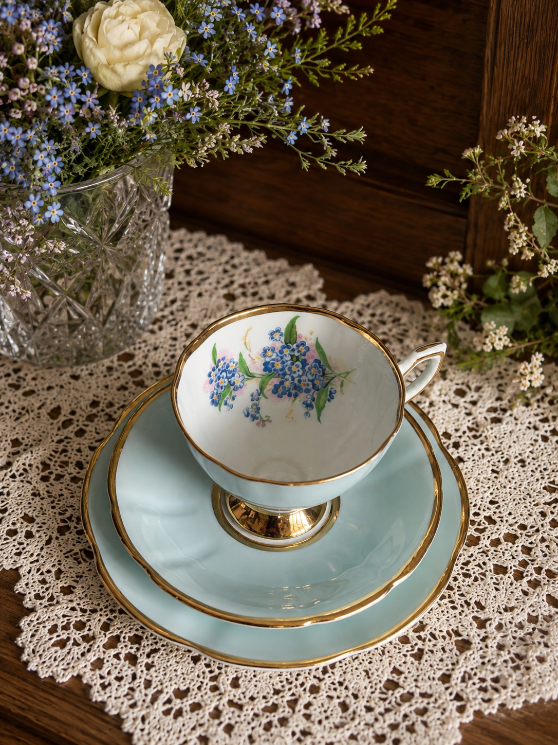 Clare Pastel Blue ‘Forget Me Not’ Flower Trio