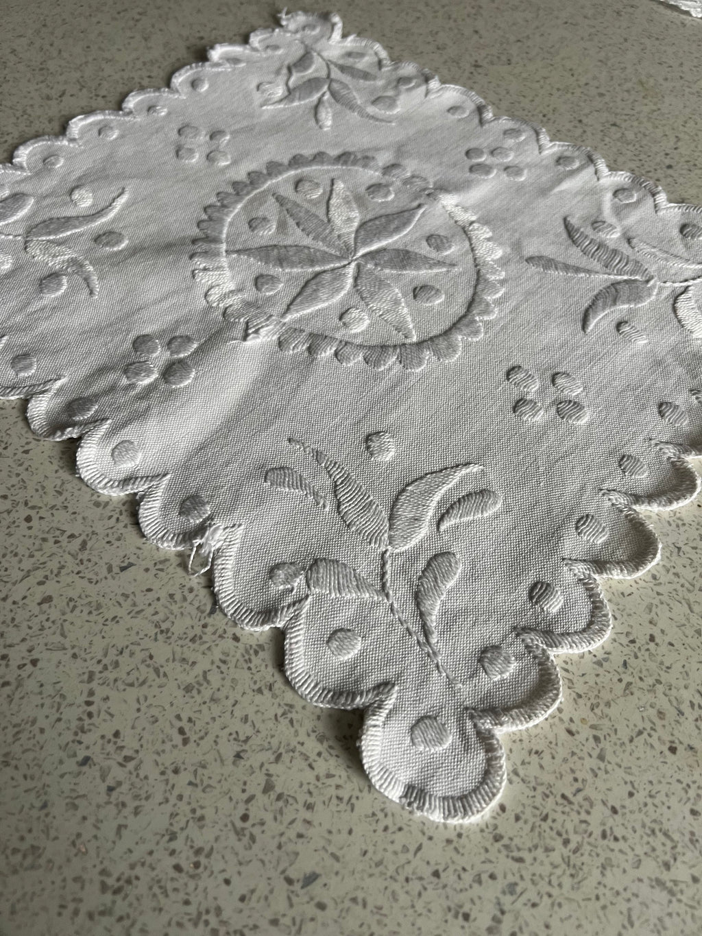 Vintage cotton lace table square image 3