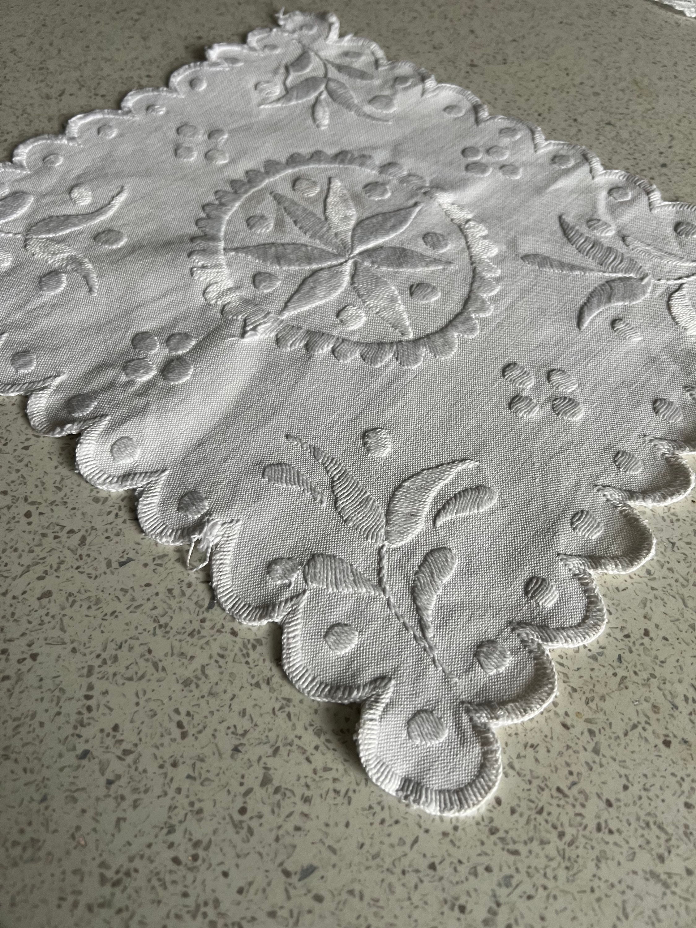 Vintage cotton lace table square image 3